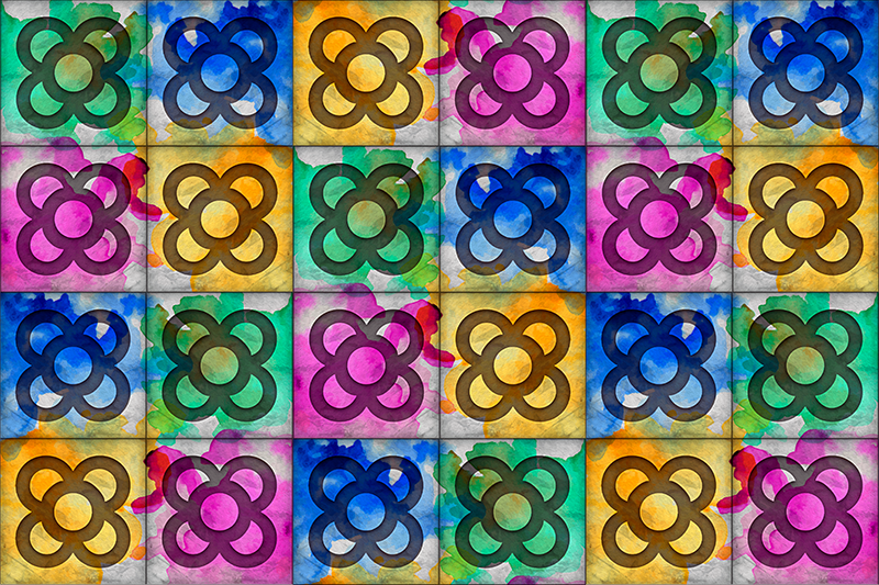 Colorful panot tile vintage vinyl rug - TenStickers