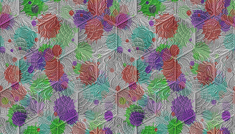 Stained Gaudi tiles living room rug - TenStickers