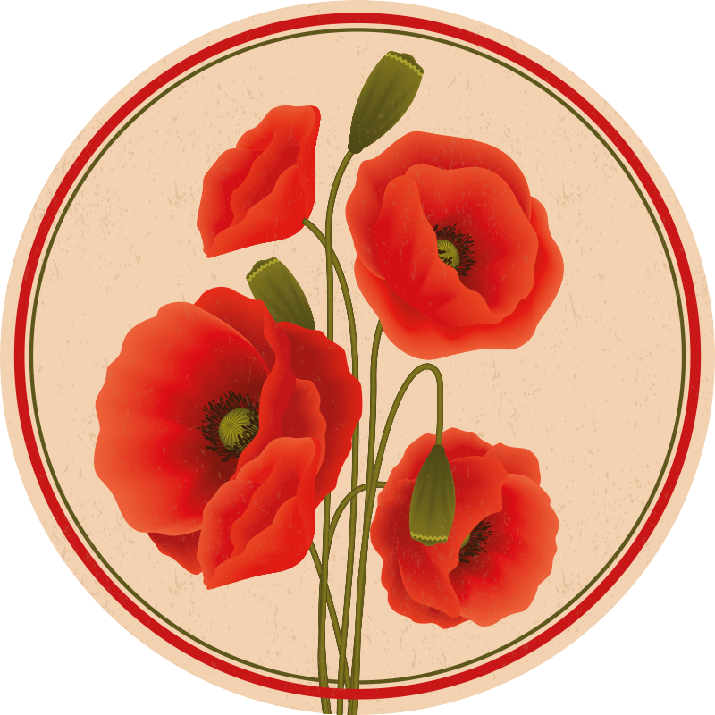 Red poppies floral vinyl rug - TenStickers