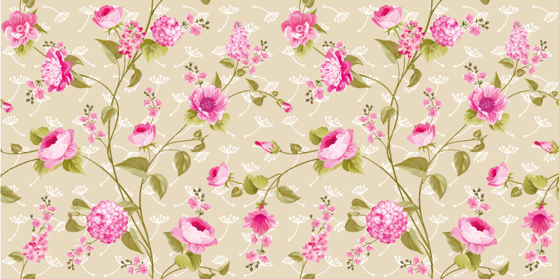 Patterned surface floral vinyl rug - TenStickers