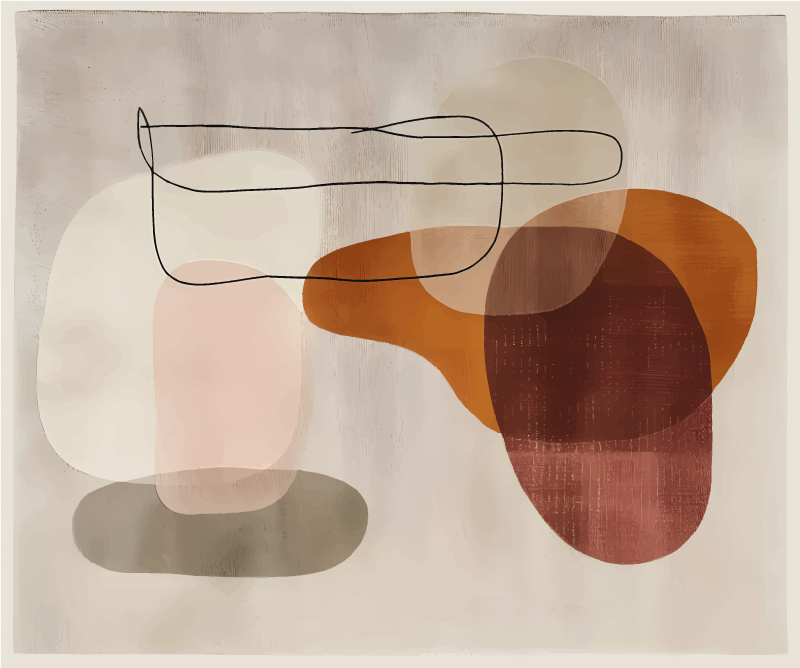 Abstract forms beige vinyl rug - TenStickers