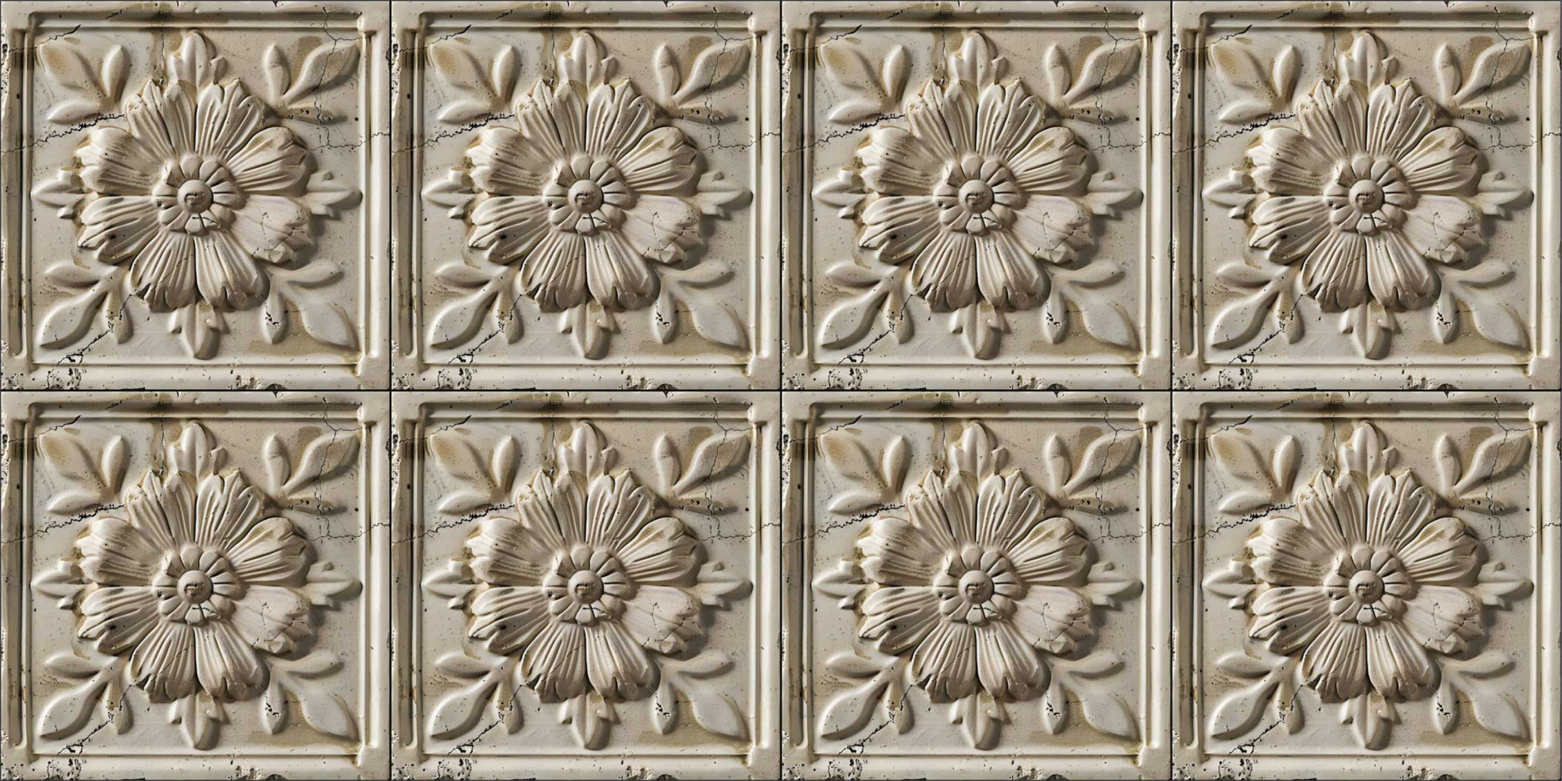 Antic tiles beige vinyl rug - TenStickers