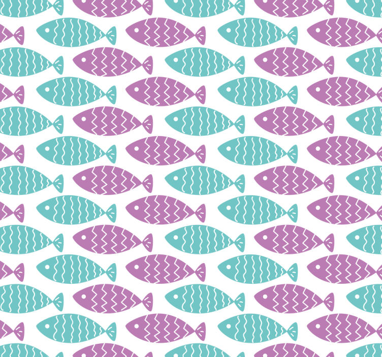 Geometric Fish Motif nursery wallpaper - TenStickers