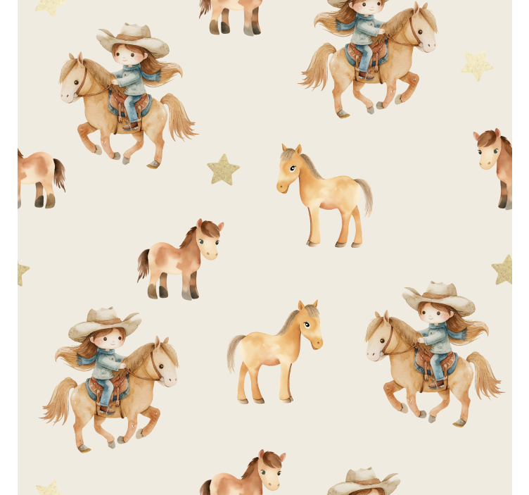 Child riding horses wallpaper - TenStickers