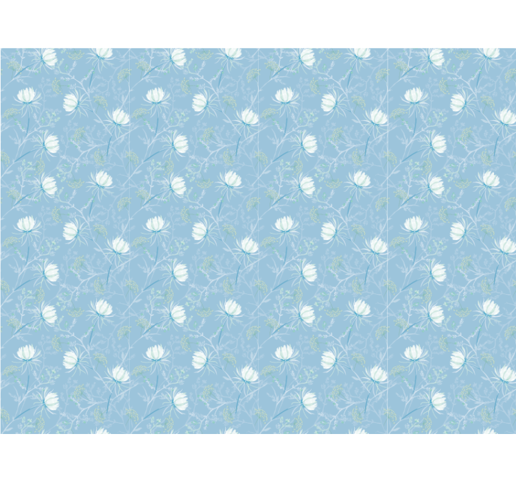 Blue pattern background flower wallpaper - TenStickers