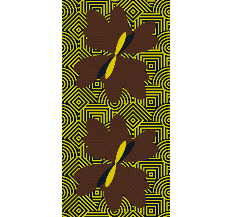 Yellow and brown pattern floral ornament wallpaper - TenStickers