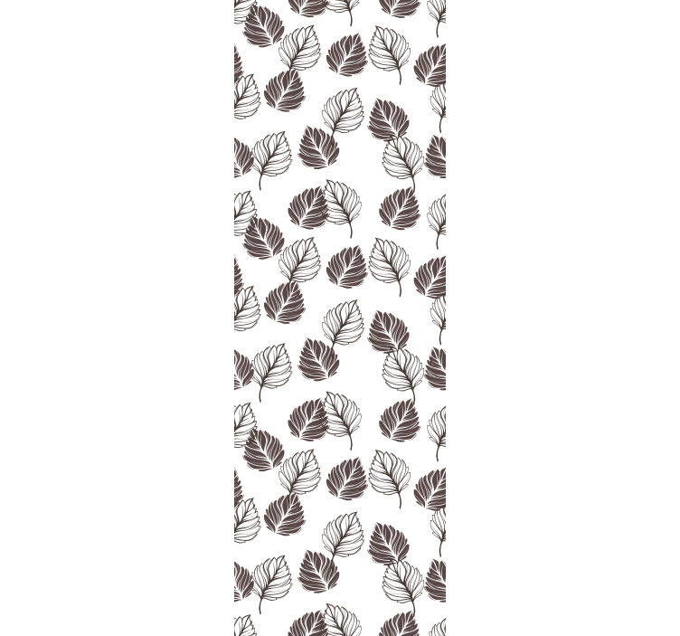 Brown and while botanical motif leaf wallpaper - TenStickers