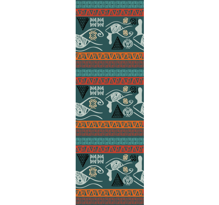 Coastal tribal geometry fish wallpaper - TenStickers