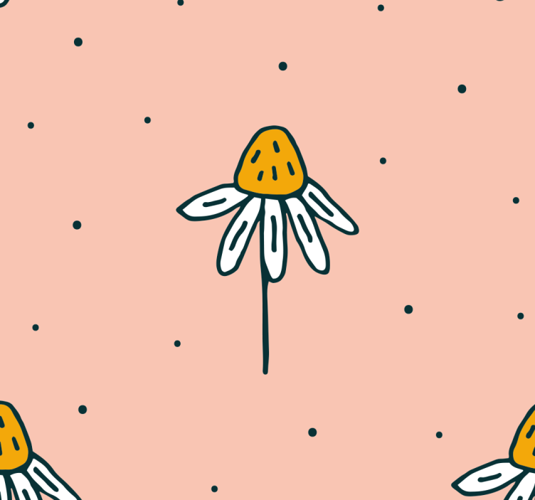 Daisies pattern on pink background nursery wallpaper - TenStickers