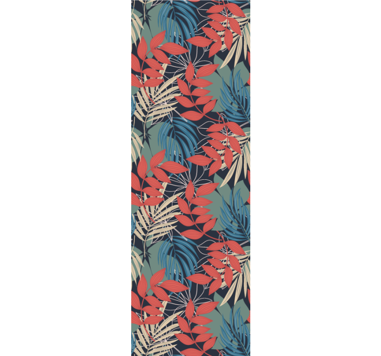 Blue coral jungle leaf wallpaper - TenStickers