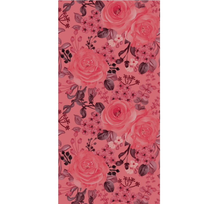 Pink Rose Flourish flower wallpaper - TenStickers