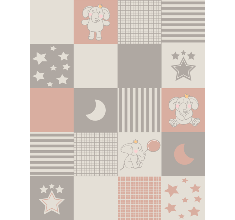 Animal wallpaper featuring elephant motifs and nordic tiles - TenStickers