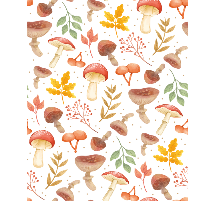 Texture pattern wallpaper hand painted mushroom design - TenStickers