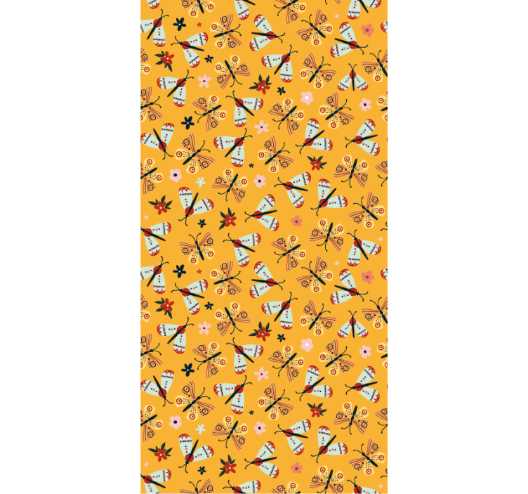Animal wallpaper with hand drawn butterflies - TenStickers