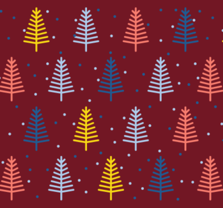 Christmas wallpaper with red tree pattern - TenStickers