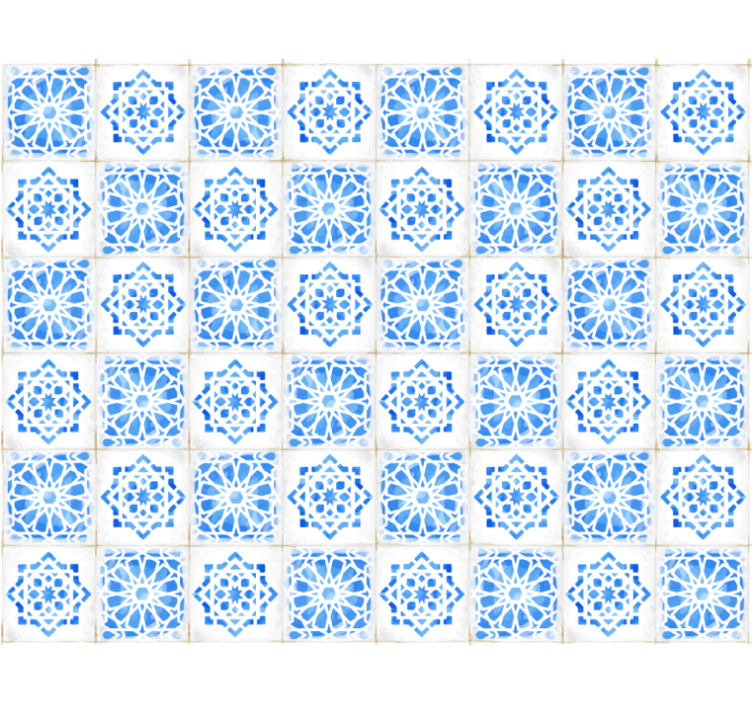 Tile wallpaper intricate blue designs - TenStickers