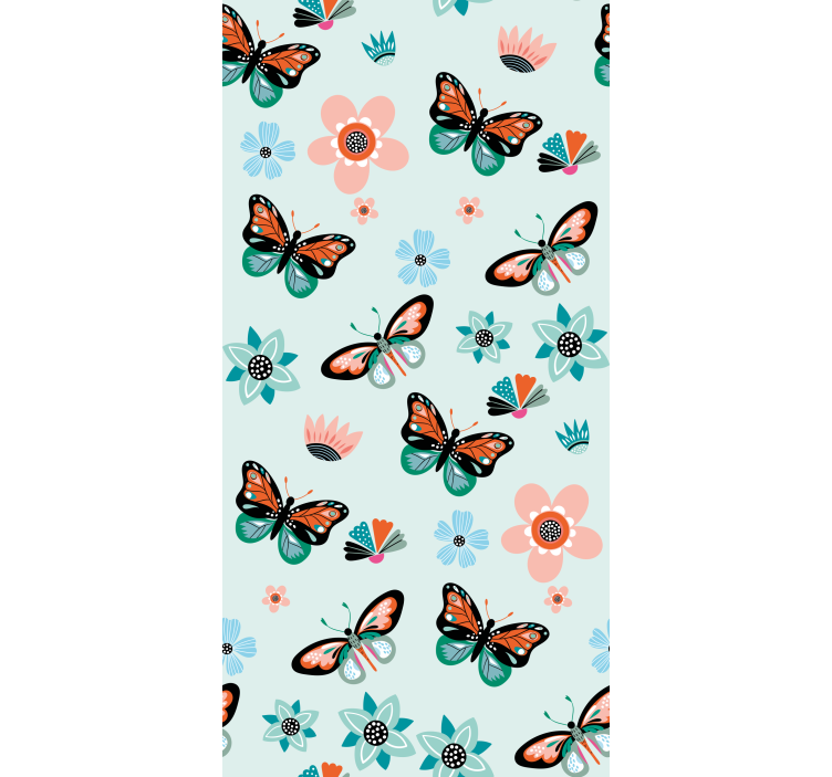 Butterfly wallpaper with butterflies and flowers - TenStickers
