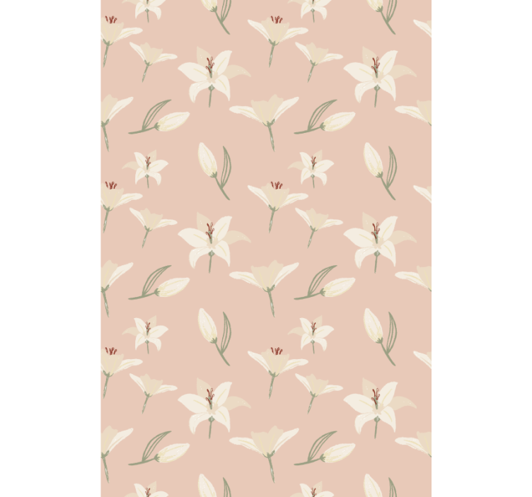 Hallway wallpaper with white lily floral design - TenStickers