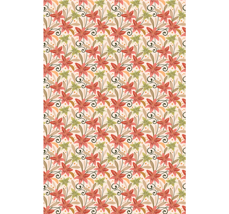 Hallway wallpaper with colourful vintage lilies pattern - TenStickers