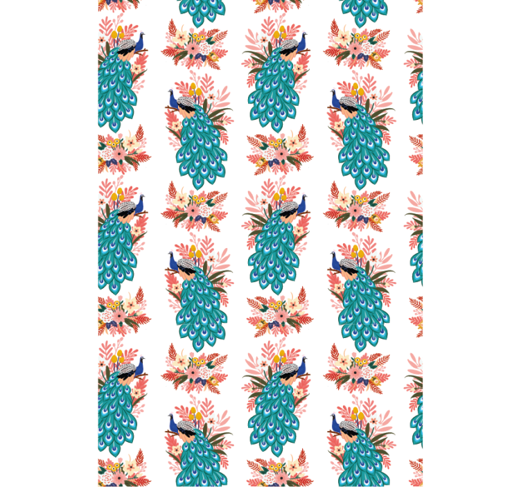 Hallway wallpaper peacocks and florals design - TenStickers