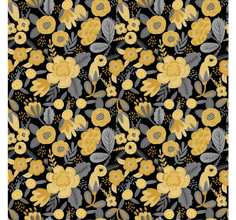 Hallway wallpaper in yellow botanical design - TenStickers