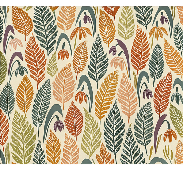 Scandinavian wallpaper multicolour snowdrop flowers - TenStickers