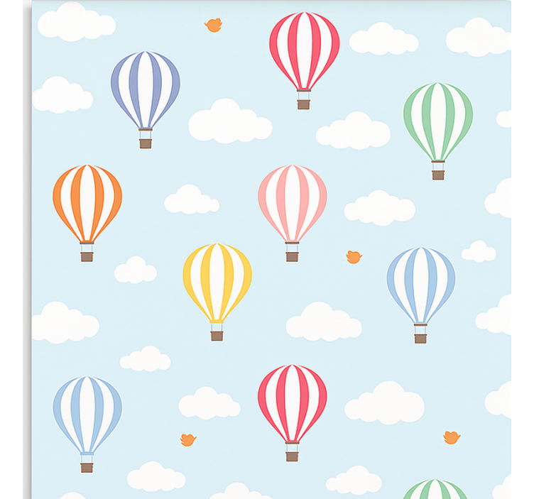 Scandinavian wallpaper pastel balloon ride - TenStickers