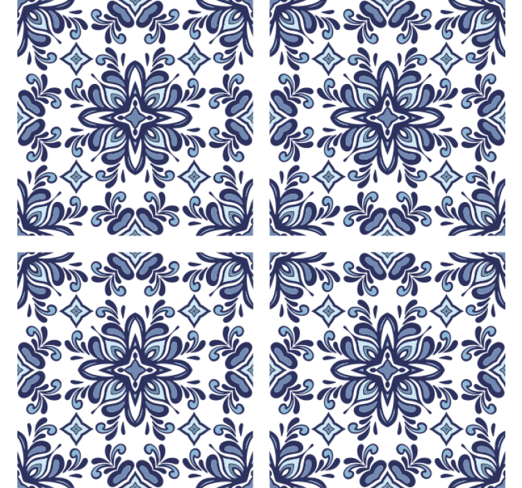Tile wallpaper in blue moroccan style - TenStickers