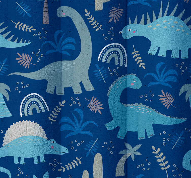 Dinosaurs wallpaper in blue hues - TenStickers
