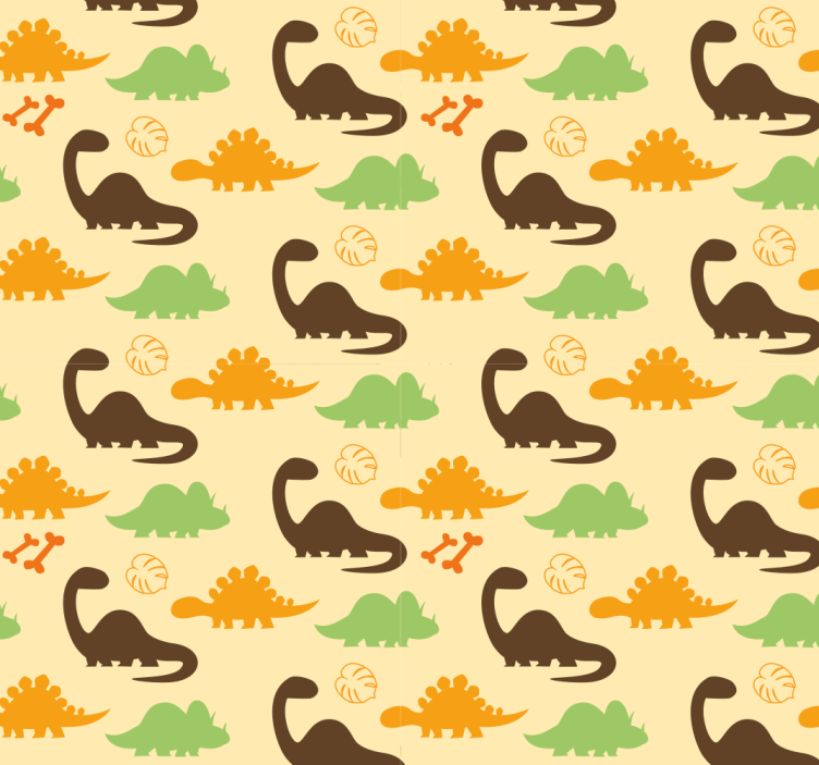 Dinosaurs wallpaper on a beige background - TenStickers