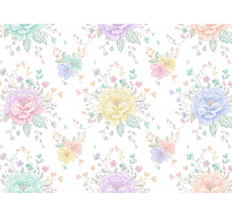 Lilac wallpaper pastel nursery floral design - TenStickers