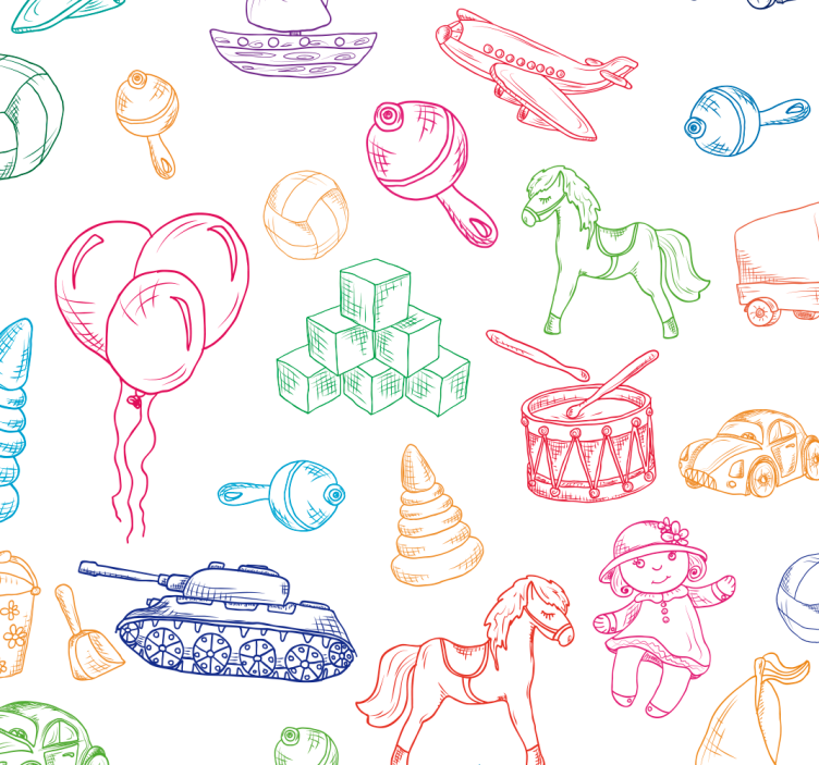 multicolor toys pattern kids wallpaper - TenStickers