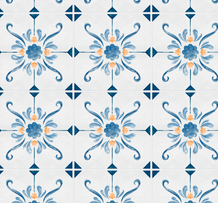 Tile effect wallpaper blue - TenStickers