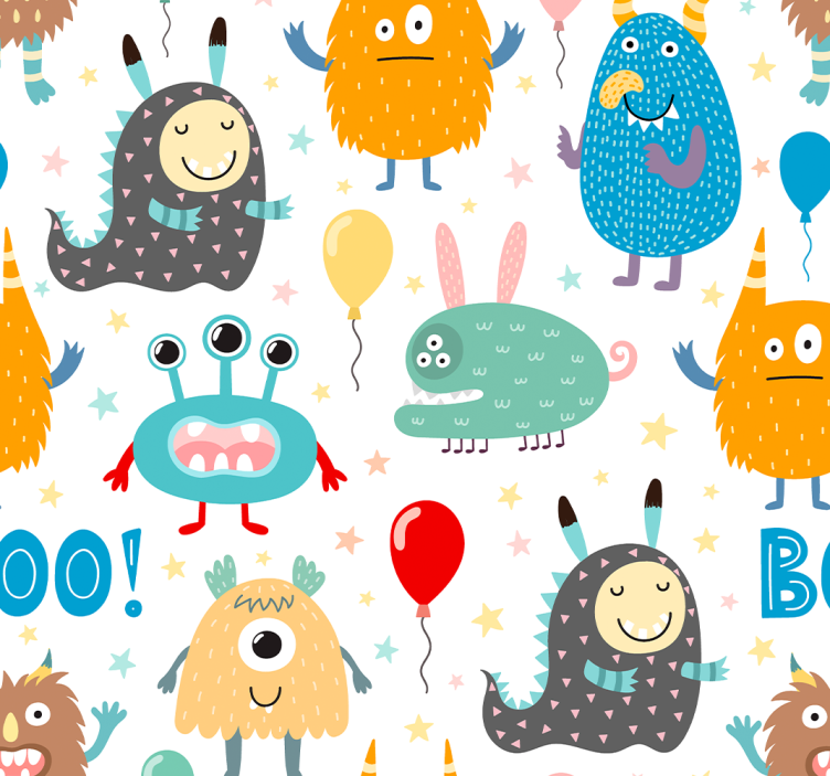 Festive Monsters animal wallpaper - TenStickers