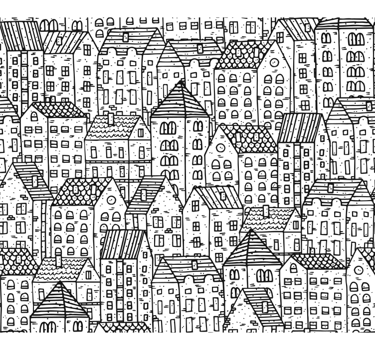 Monochrome Urban Sketch city wallpaper - TenStickers