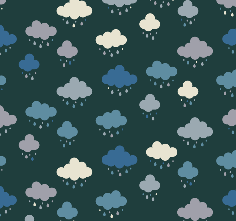 Cloudy Rain Scene nursery wallpaper - TenStickers