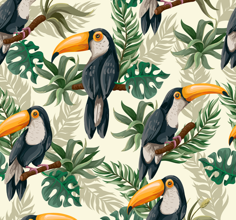 Jungle Toucan Forest Wallpaper - TenStickers