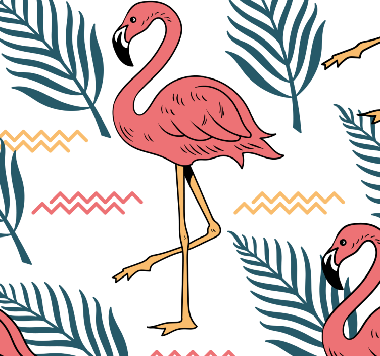 Flamingo Tropical Print birds wallpaper - TenStickers