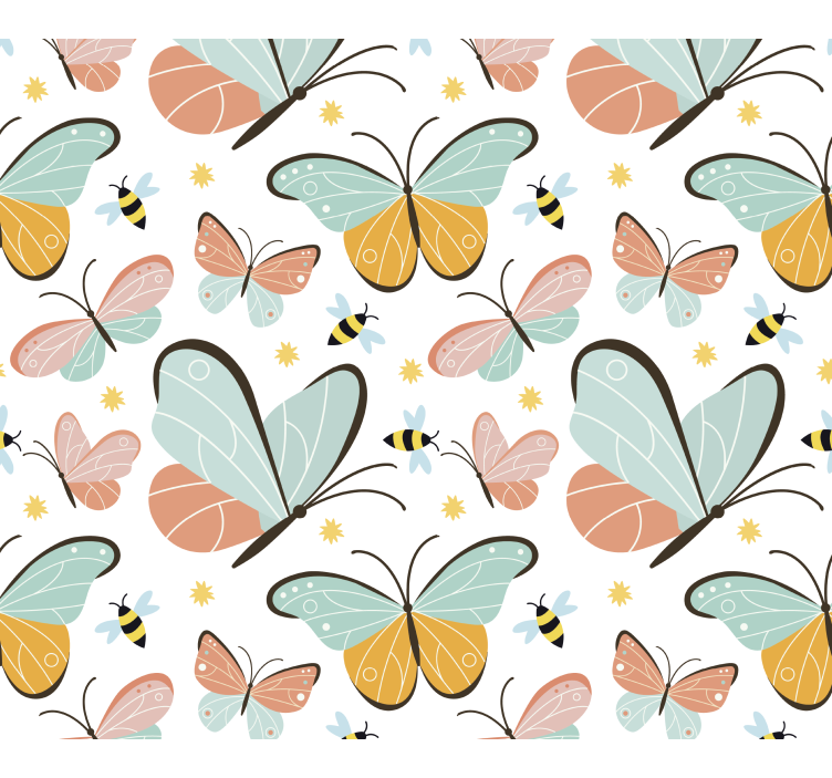 Bees pattern butterfly wallpaper - TenStickers