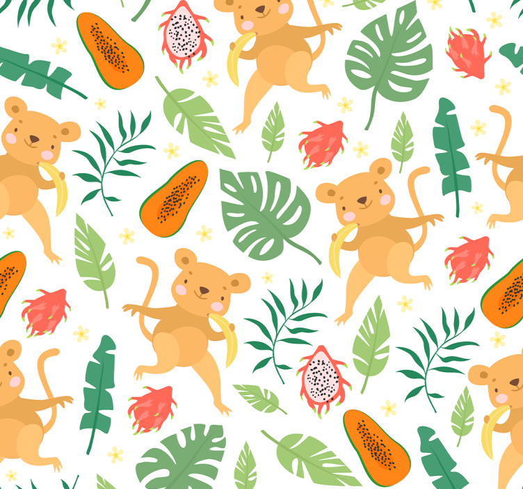 Monkey jungle motif animal wallpaper - TenStickers