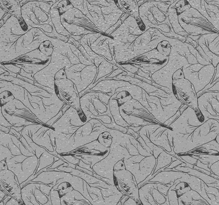 Stylised Birds Sketch Wallpaper - TenStickers