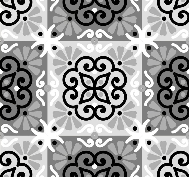 Tile wallpaper with ornate tile design - TenStickers