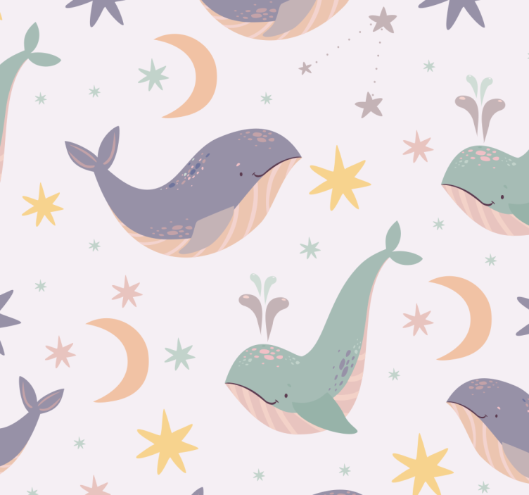 Whimsical Whale Patterns animal wallpaper - TenStickers
