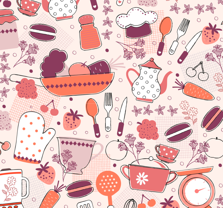 Wallpaper kitchen food heart shape Kitchen - TenStickers