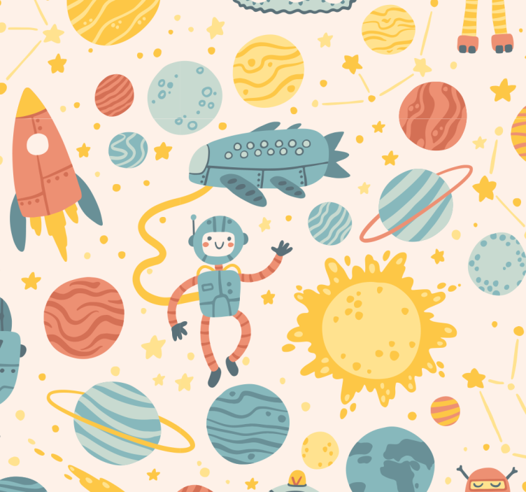 Different drawings of robots  Wallpaper - TenStickers