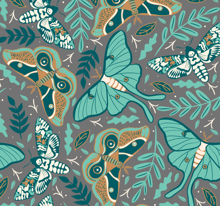 Green and blue tone butterflies Wallpaper - TenStickers