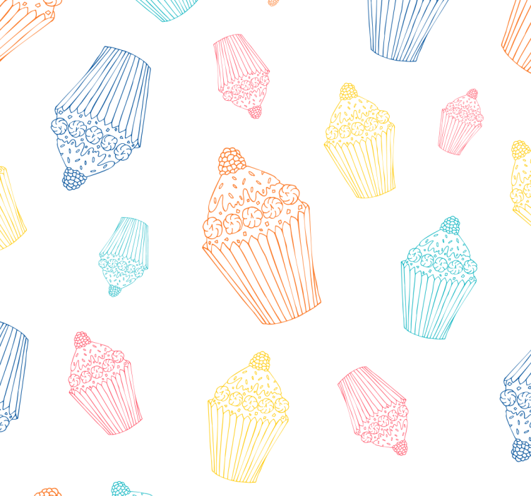 Colorful cupcakes kitchen wallpaper - TenStickers