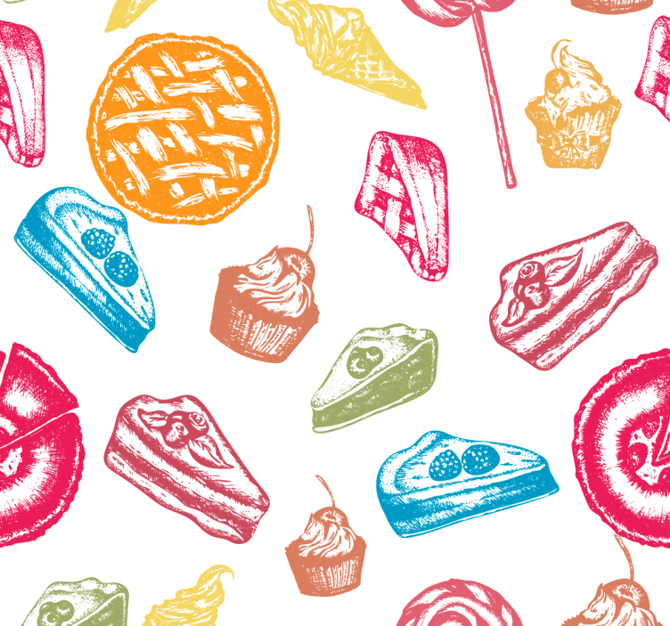 Different sweet desserts Kitchen Wallpaper - TenStickers