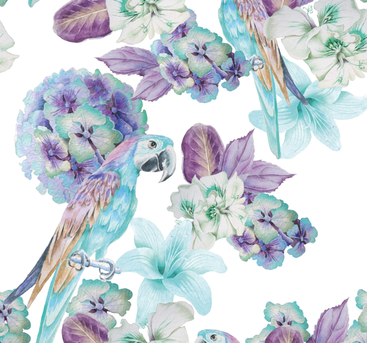 Floral design parrot bird wallpaper - TenStickers