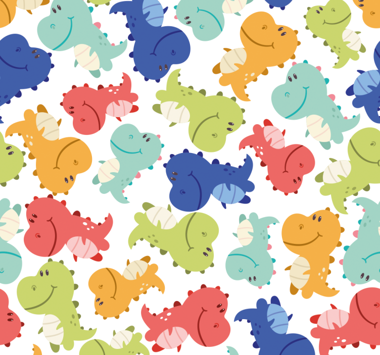 Cheerful Dinosaur Pattern dinosaurs wallpaper - TenStickers